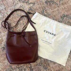 Cuyana Mini Bucket Bag Maroon Leather